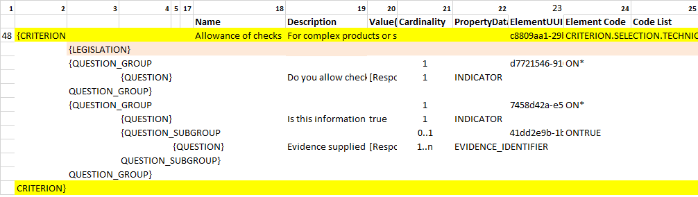 Basic 'checks' criterion data structure criterion data structure