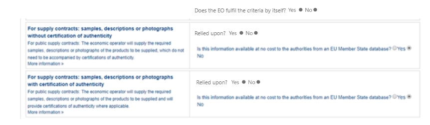 Samples and certificates