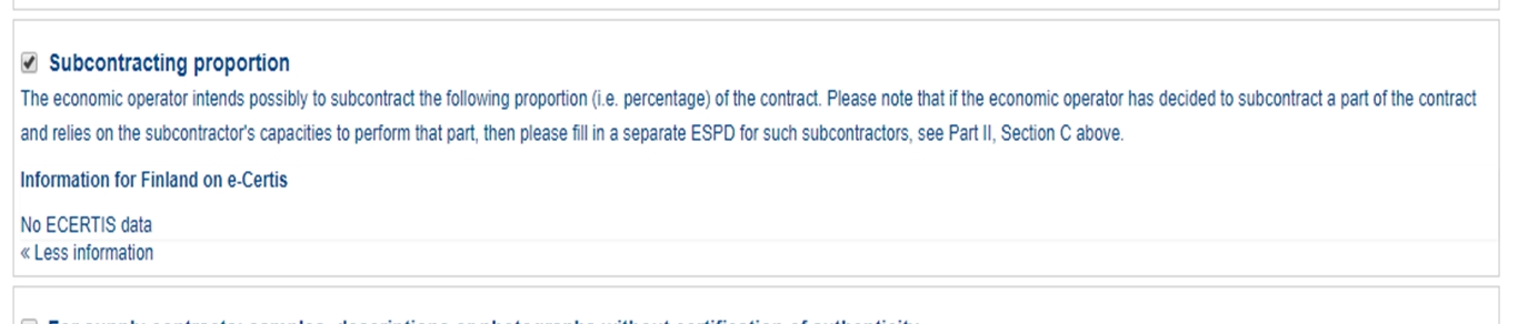 Subcontracting proportion