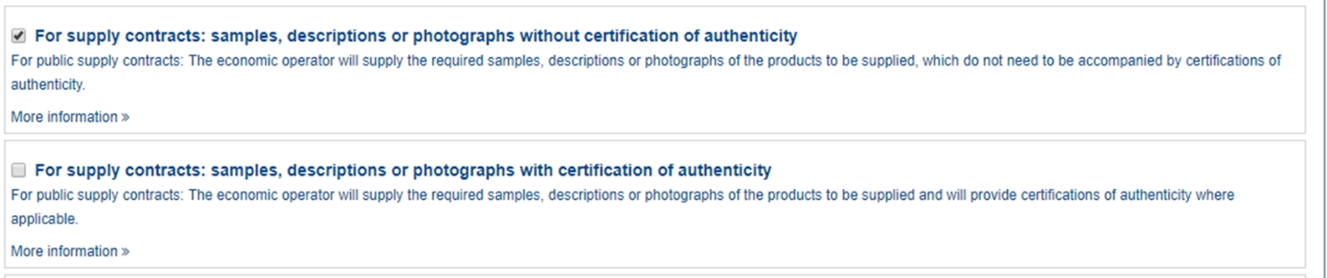 Samples and certificates
